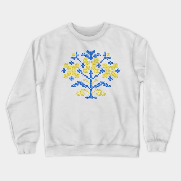 Ukrainian folk embroidery colors of the flag Crewneck Sweatshirt by sonaart